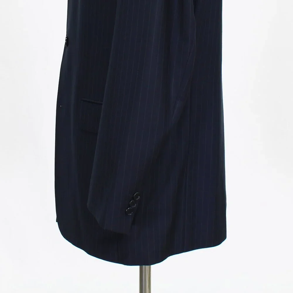 Hugo Boss 42L Navy Stripe 3-Button Wool Sport Coat Blazer Jacket P293